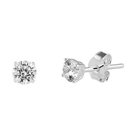 Zilveren Oorknoppen rond gerhodineerd - 3 mm
