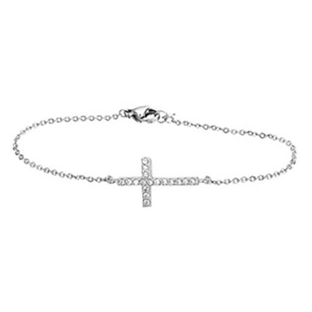 Zilveren Armband kruis zirkonia 1,3 mm 15,5 + 2,5 cm