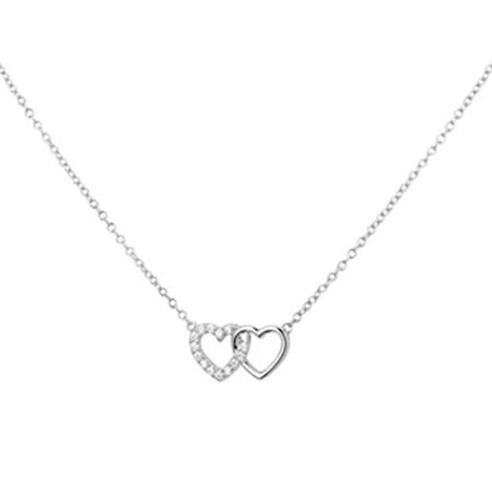 Zilveren Collier hartjes zirkonia 1,2 mm 40 + 4 cm