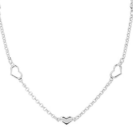 Zilveren Collier hartjes 1,9 mm 41 + 4 cm