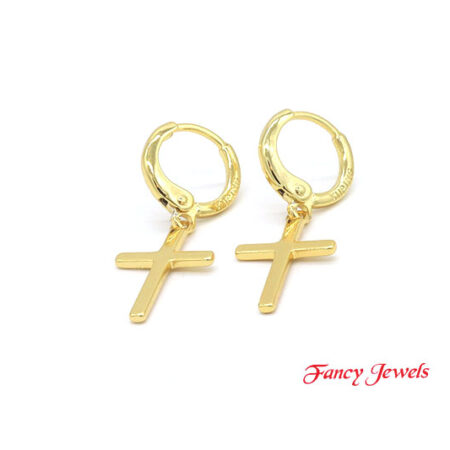 Goldplated Oorringen met kruis