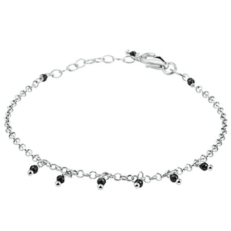 Zilveren Armband strass zwart 2,0 mm 16 + 3 cm