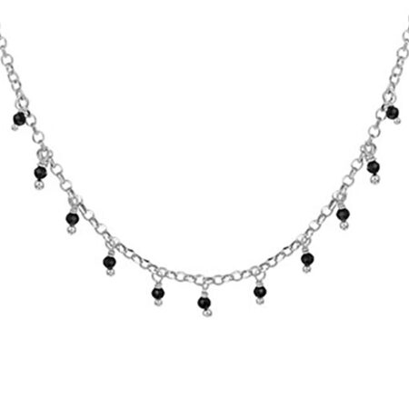 Zilveren Collier strass zwart 2,0 mm 41 + 4 cm