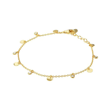 Zilveren Armband zirkonia 1,2 mm 16,5 + 2 cm/ Goldplated