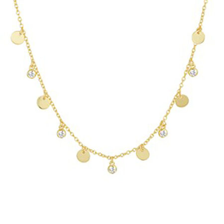Zilveren Collier zirkonia 1,2 mm 41 + 4 cm/ Goldplated
