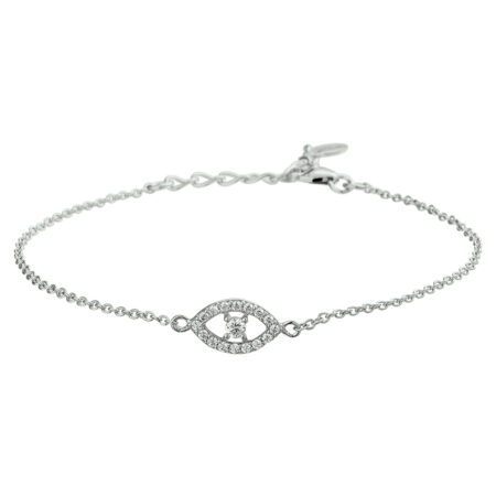 Zilveren Armband boze oog zirkonia  16 + 3 cm
