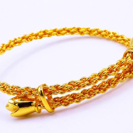 Goldplated gevlochten roseknop armband
